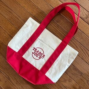Trader Joe’s mini canvas tote bag red